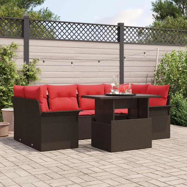 vidaXL Tuin Sofa Set 7 st Bruin poly rattan, foto 2