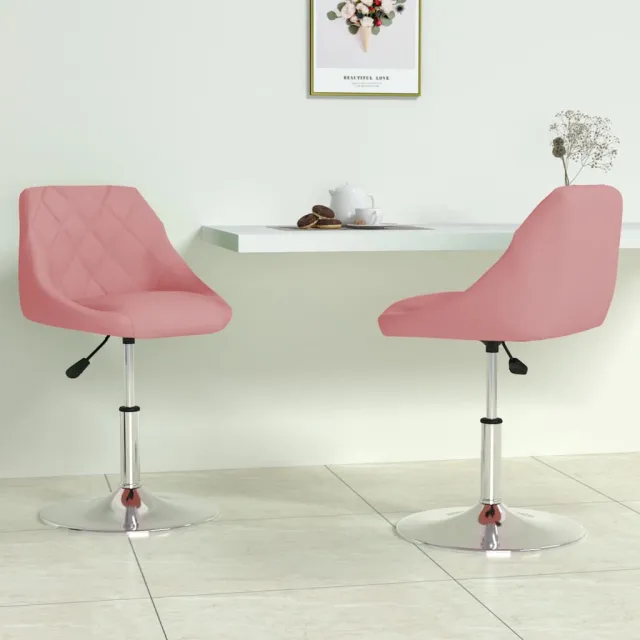 vidaXL Eetkamerstoelen draaibaar 2 st fluweel roze, foto 2