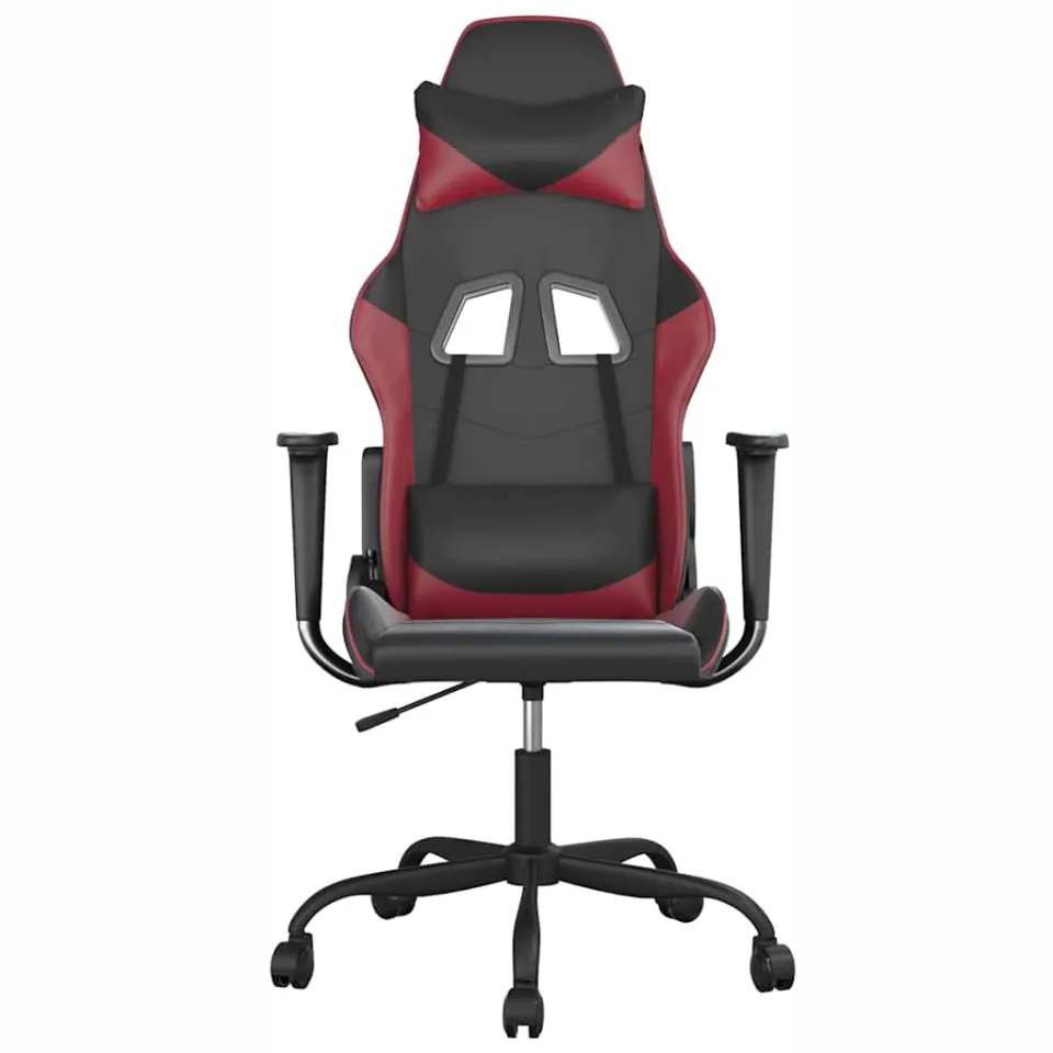 vidaXL Gamestoel kunstleer zwart en wijnrood