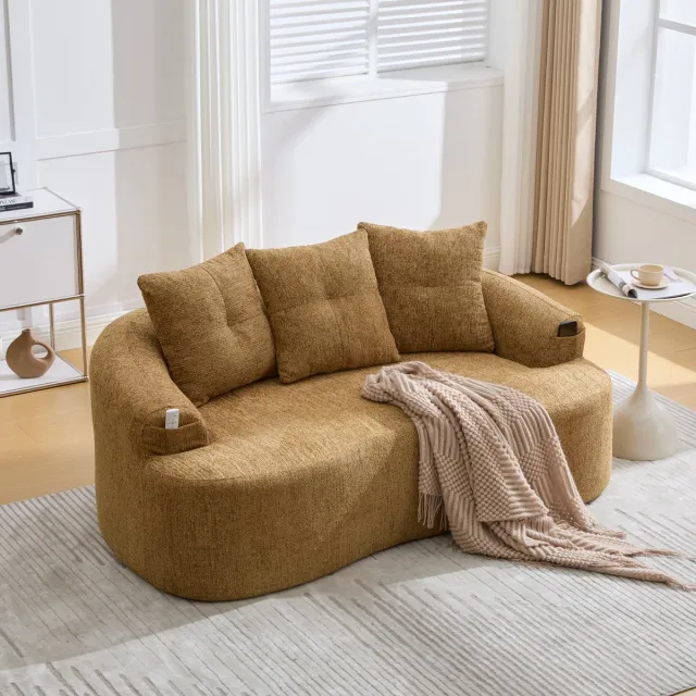 STILVORA 2-Zitsbank 164 X 92 X 60 Cm - Extra Diepe Zit Met Dikke Kussens - Voor Compacte Woonkamer - Chenille - Mosterdgeel