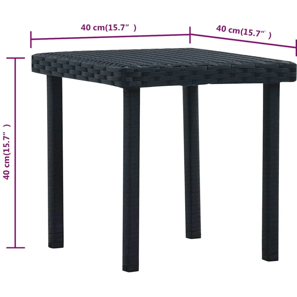 vidaXL Tuintheetafel 40x40x40 cm poly rattan zwart, foto 3