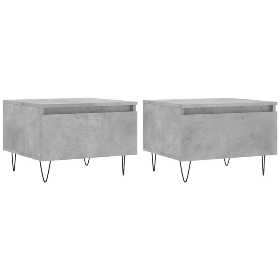 vidaXL Salontafels 2 st 50x46x35 cm bewerkt hout betongrijs grijs, foto 3