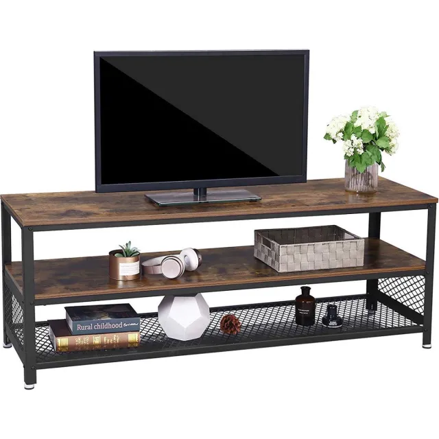Acaza TV Meubel - TV kast - Vintage Bruin - 140 x 40 x 52 cm (L x B x H) - TV Standaard - Kast - TV Meubel Industrieel - Kasten - Kast met Planken - TV meubel hout Zwart/Bruin