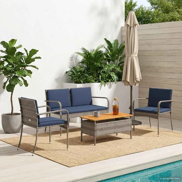 vidaXL Tuinset Grijs poly rattan, foto 2