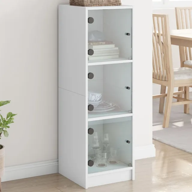 vidaXL Hoge kast met glazen deuren 35x37x109 cm wit, foto 2
