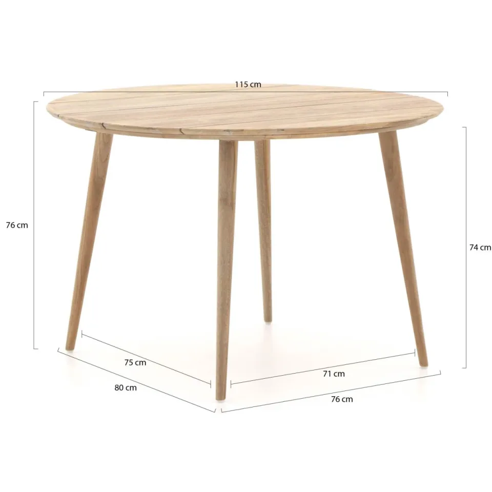 Manifesto Furniture Manifesto Cavone/ROUGH-K ø 115cm dining tuinset 5-delig stapelbaar bruin, foto 3
