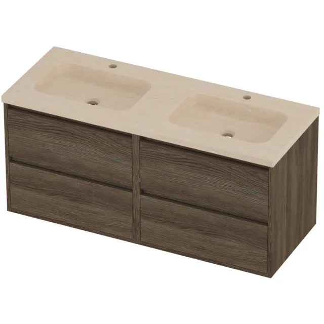 Proline Rollo Badmeubelset Hardsteen Elegant Greeploos 120x46x54 cm Sand Stone Vital Oak Eiken