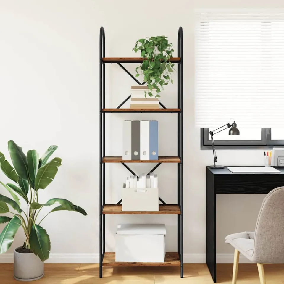 vidaXL Boekenkast 5-laags 60 x 30 x 183 cm Bewerkt hout Oudhout bruin, foto 4