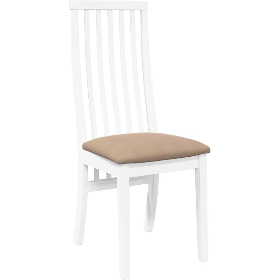 vidaXL Eetkamerstoelen met kussens 2 st massief hout rubber wit, foto 4