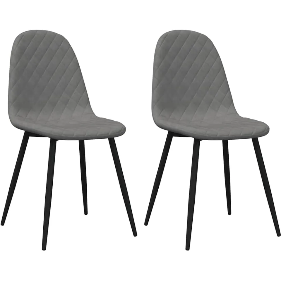 vidaXL Eetkamerstoelen 2 st fluweel lichtgrijs grijs, foto 3