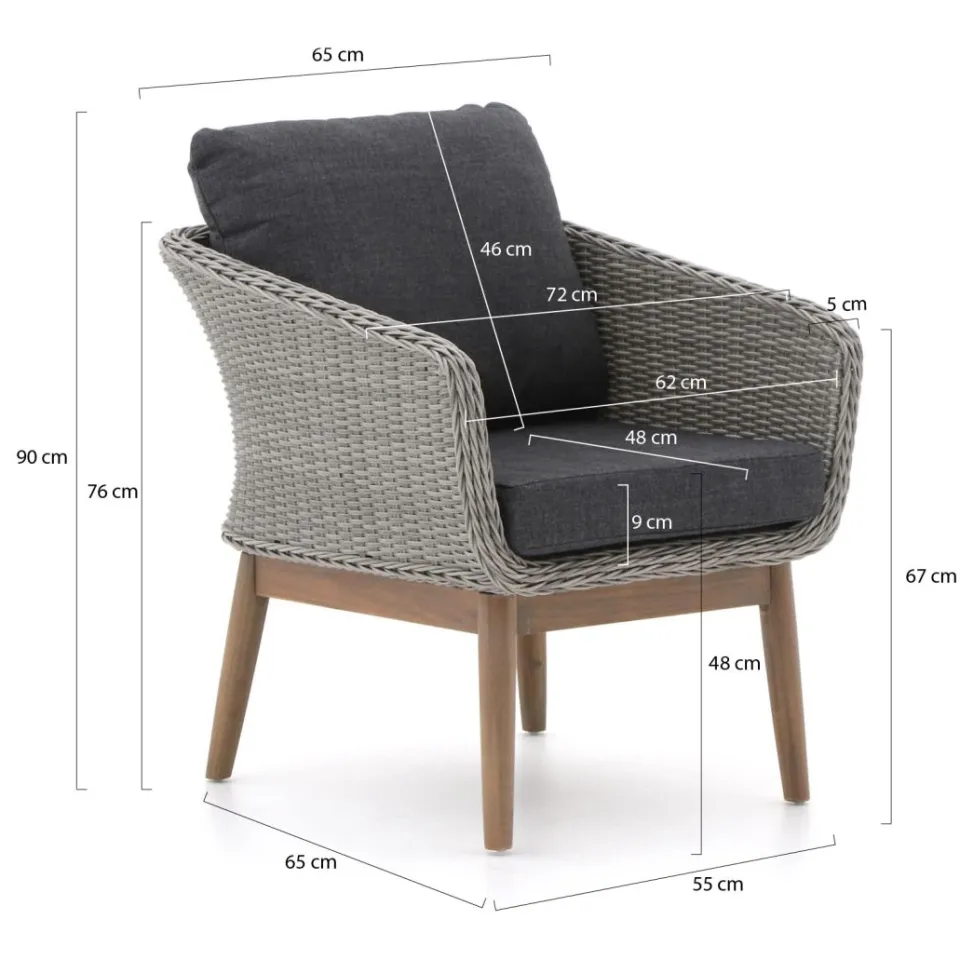 Intenso Furniture Intenso Borgetto/ROUGH-K ø40cm balkon loungeset 3-delig Grijs