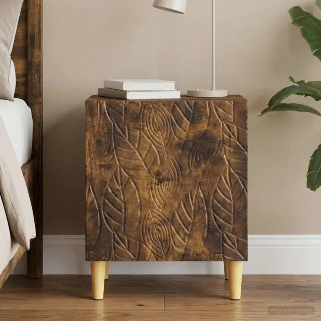 vidaXL Nachtkastje Gerookt eiken 43 x 34,5 x 50 cm Bewerkt hout Bruin