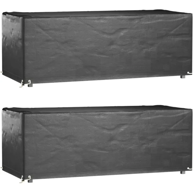 vidaXL Tuinmeubelhoezen 2 st 8 oogjes rechthoekig 192x82x65 cm Zwart