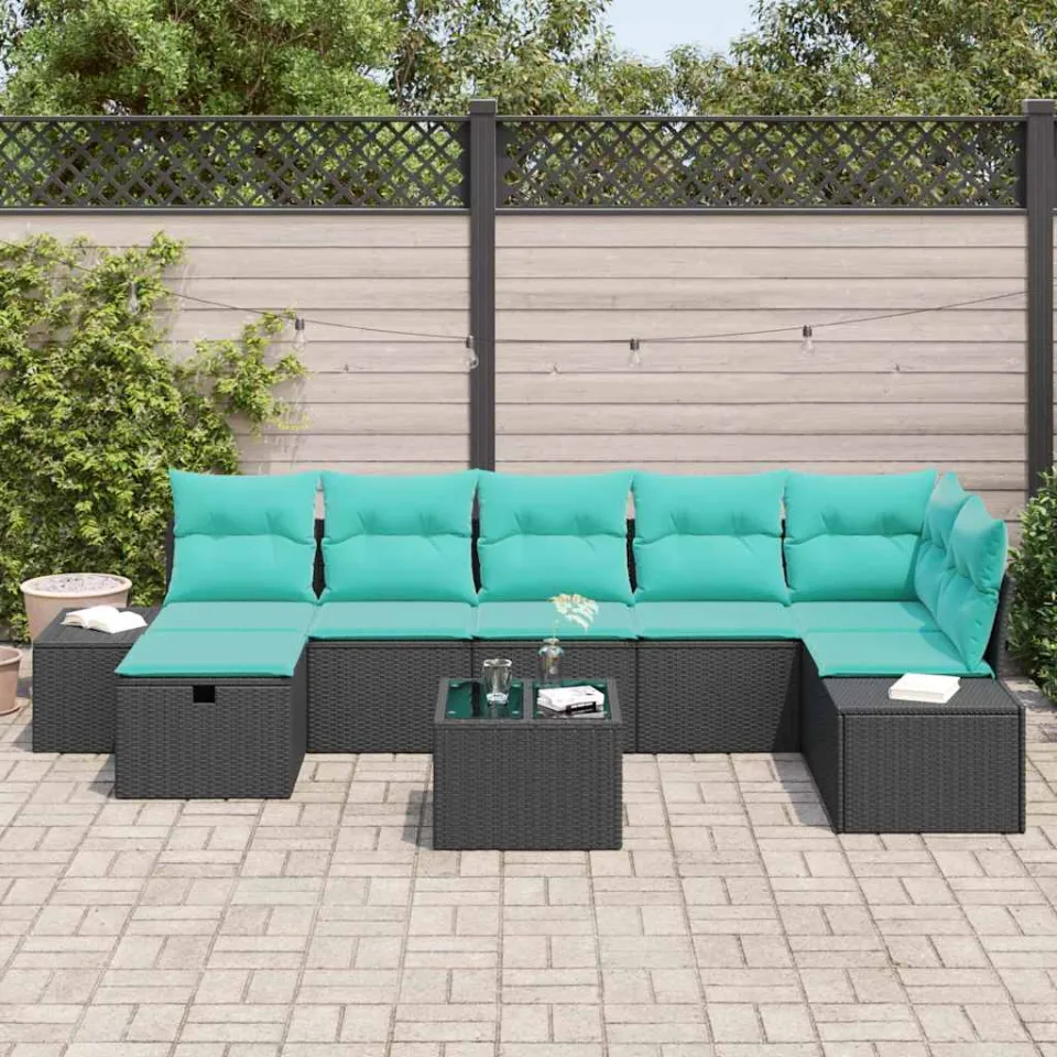 vidaXL Bankstel 5 st poly rattan zwart, foto 3