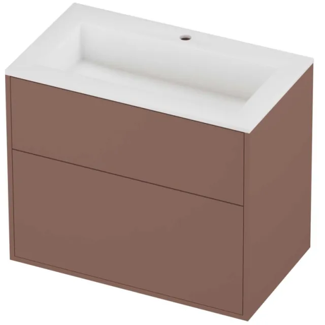 Proline Aristo Badmeubelset Polystone Elegant In Kader 80x46x67 cm Mat White Beauty Blush Rosé Goud