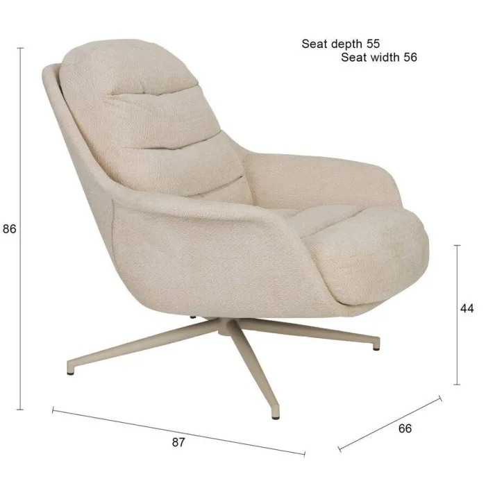 Zuiver loungestoel/fauteuil Philly naturel, foto 3