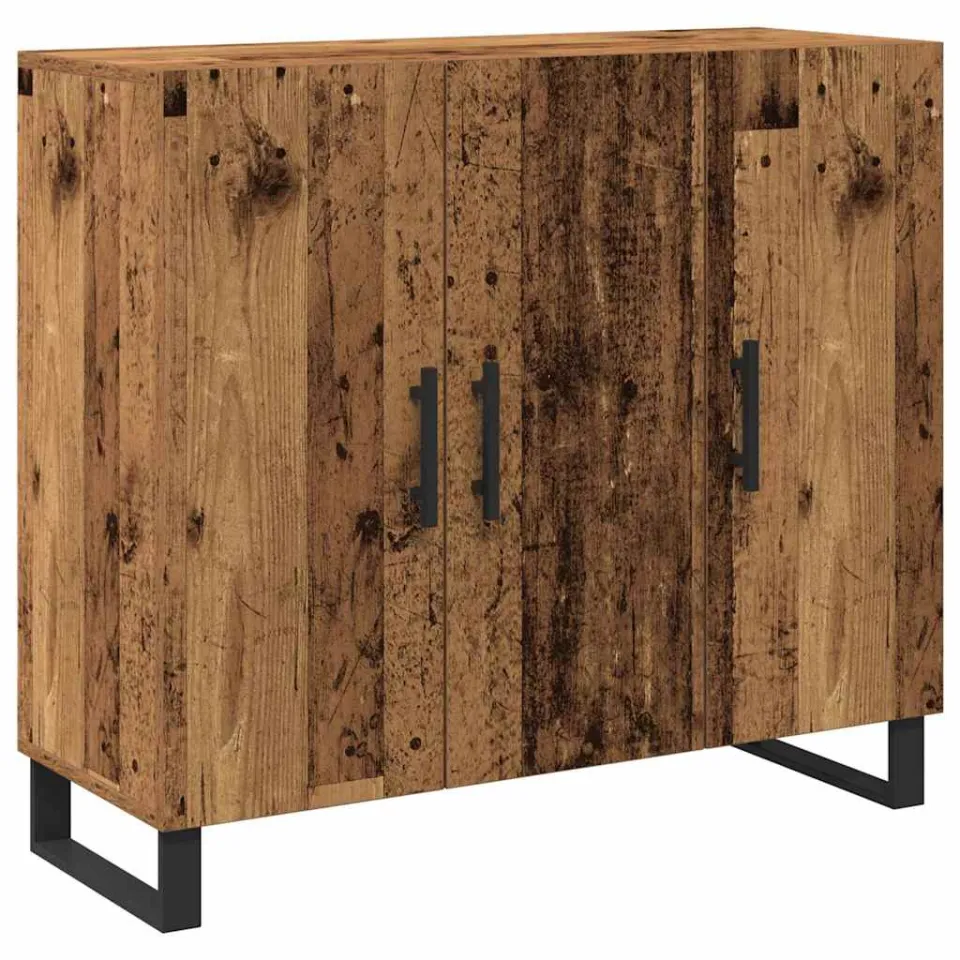 vidaXL Dressoir Oudhout 90 x 34 x 80 cm Bewerkt hout bruin, foto 3