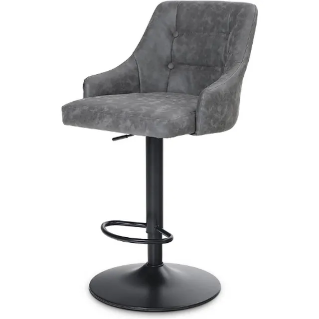 Thuys Luxe Make Up Stoel – Kruk – Barkruk – Eetkamerstoel – Kaptafel Stoel – Verstelbare Hoogte – 360° Draaibaar – Modern Design – Grijs