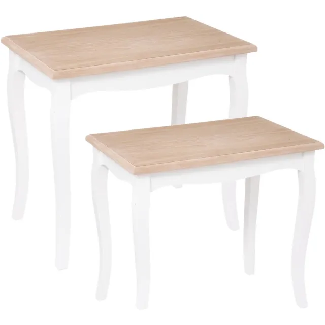 Atmosphera Créateur d'intérieur® Set van 2 in elkaar schuifbare houten salontafels CHRYSA Blanc