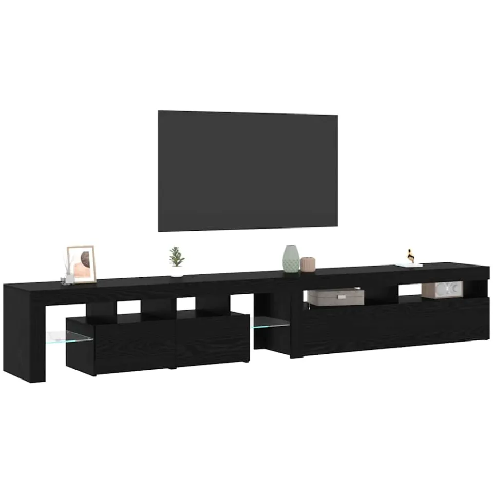 vidaXL TV-kast 2 st Zwart Eiken Bewerkt hout