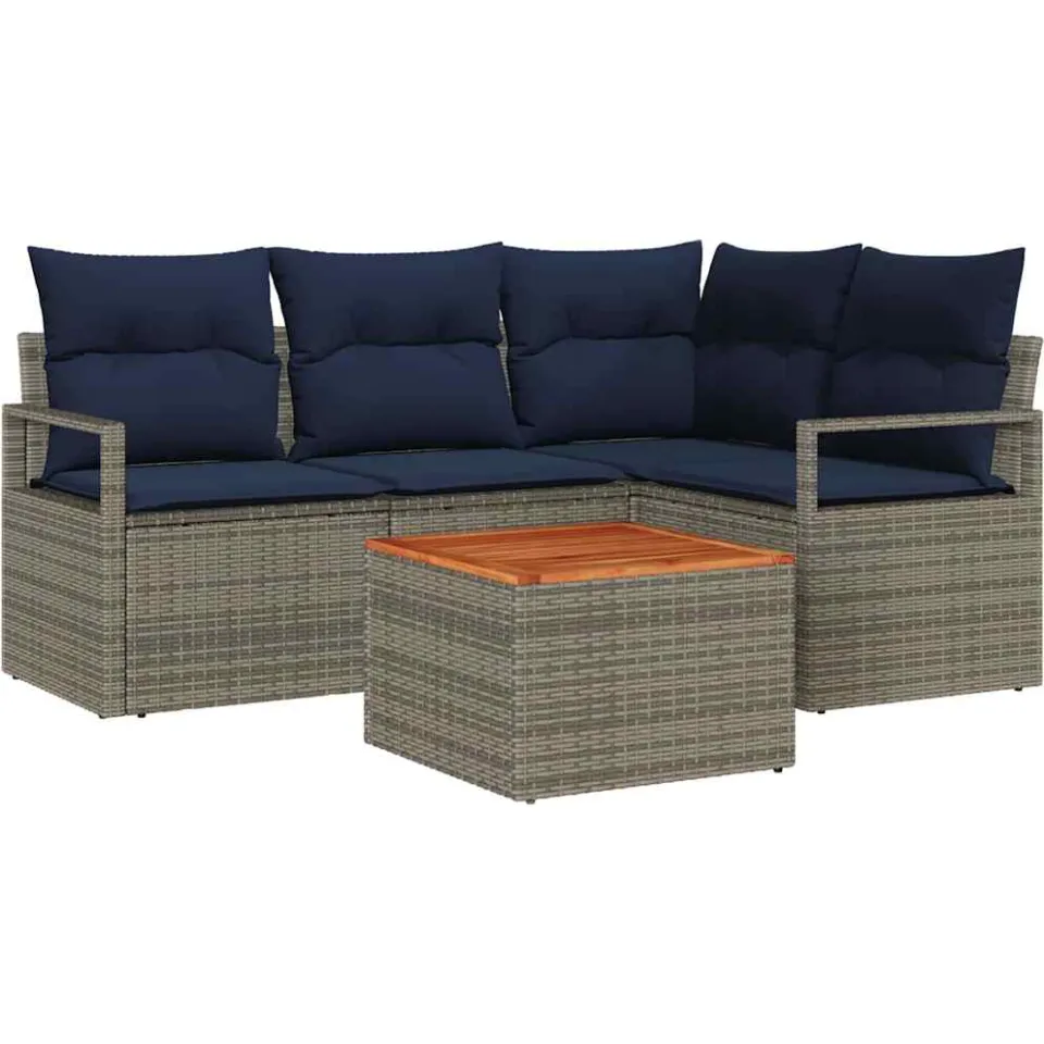 vidaXL Tuinbankenset 5 st Grijs poly rattan