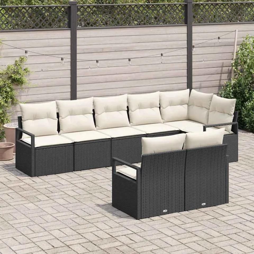 vidaXL Bankstel 8 st Zwart poly rattan, foto 3