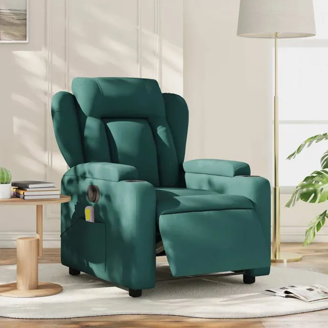 vidaXL Massagestoel elektrisch verstelbaar stof donkergroen