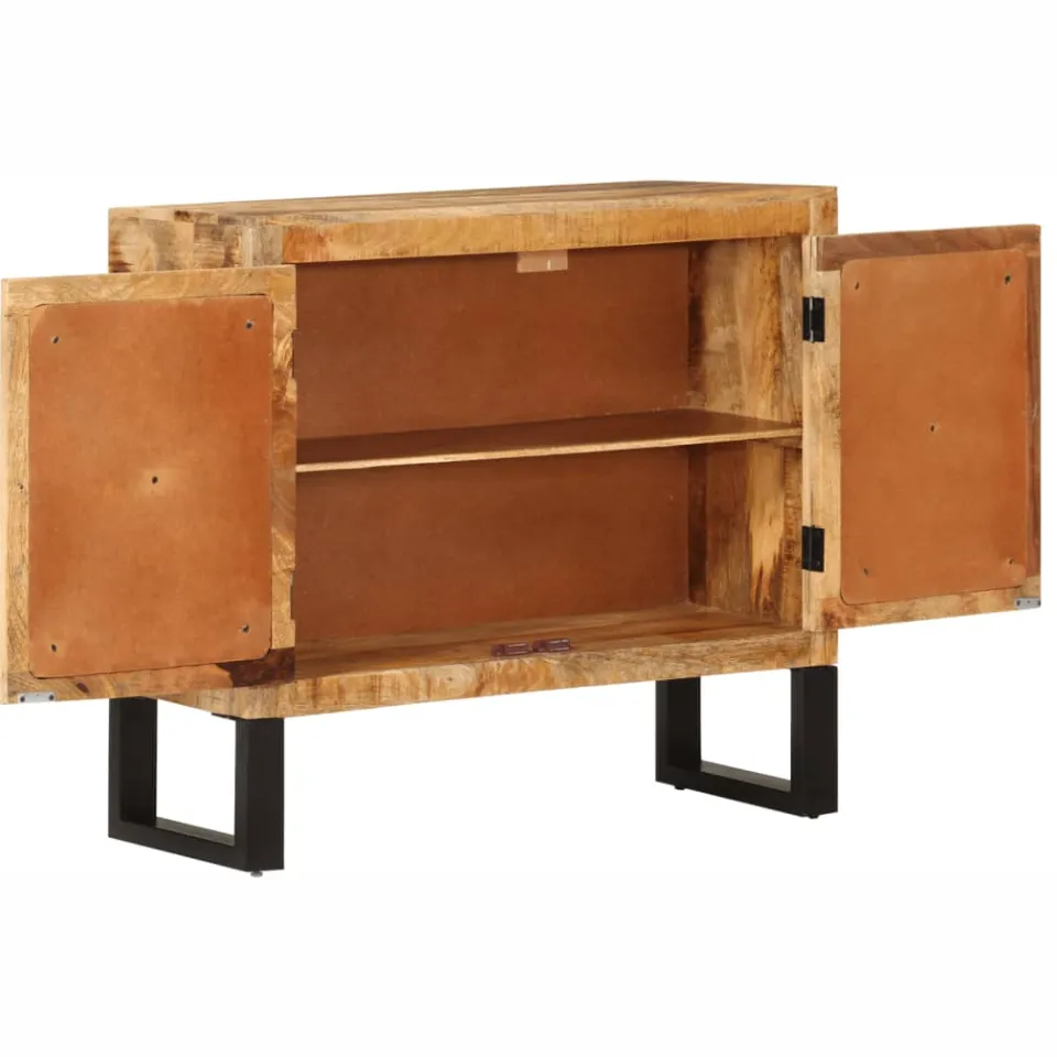 vidaXL Dressoir 80x30x71 cm massief ruw mangohout en metaal bruin, foto 2