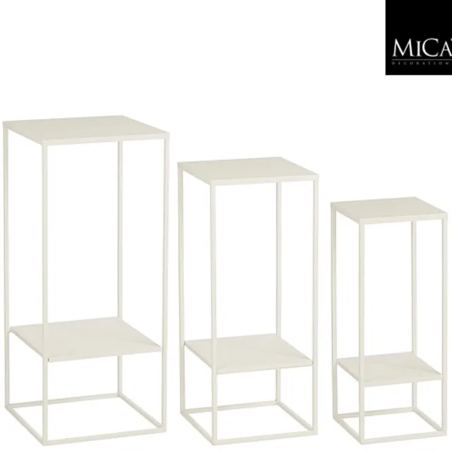 Mica Decorations Eline Bijzettafel - 3 stuks - 30 x 30 x 70 cm - Creme