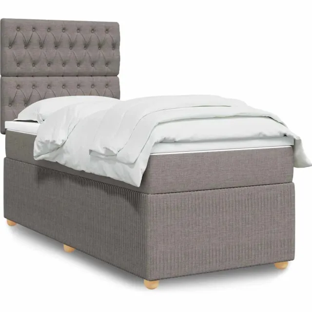vidaXL Boxspring met matras stof taupe 80x200 cm