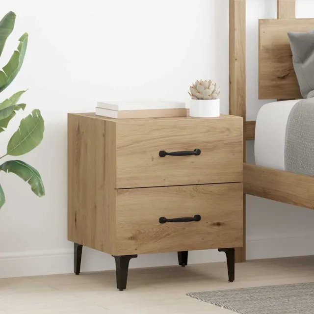 vidaXL Bed kast Artisan Eiken 40 x 35 x 47,5 cm Bewerkt hout Bruin