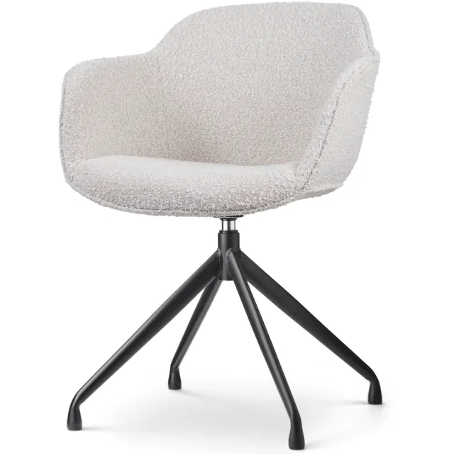 Nolon Nola-Mare draaibare eetkamerstoel bouclé beige - zwart onderstel