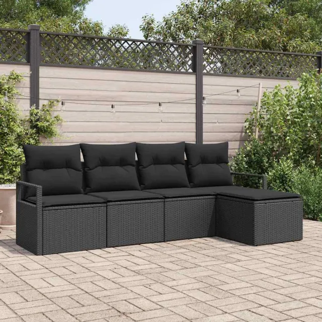 vidaXL Bankstel 5 st Zwart poly rattan, foto 2