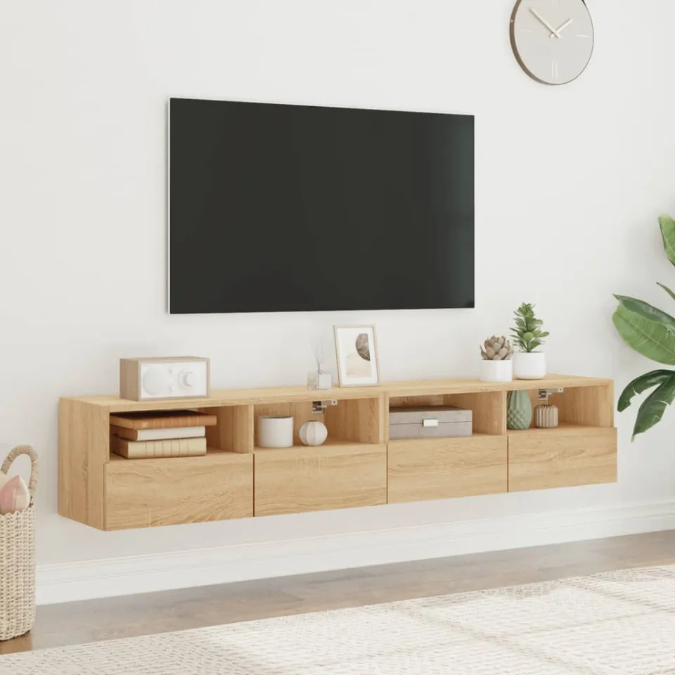 vidaXL Tv-wandmeubels 2 st 80x30x30 cm bewerkt hout sonoma eikenkleur, foto 3
