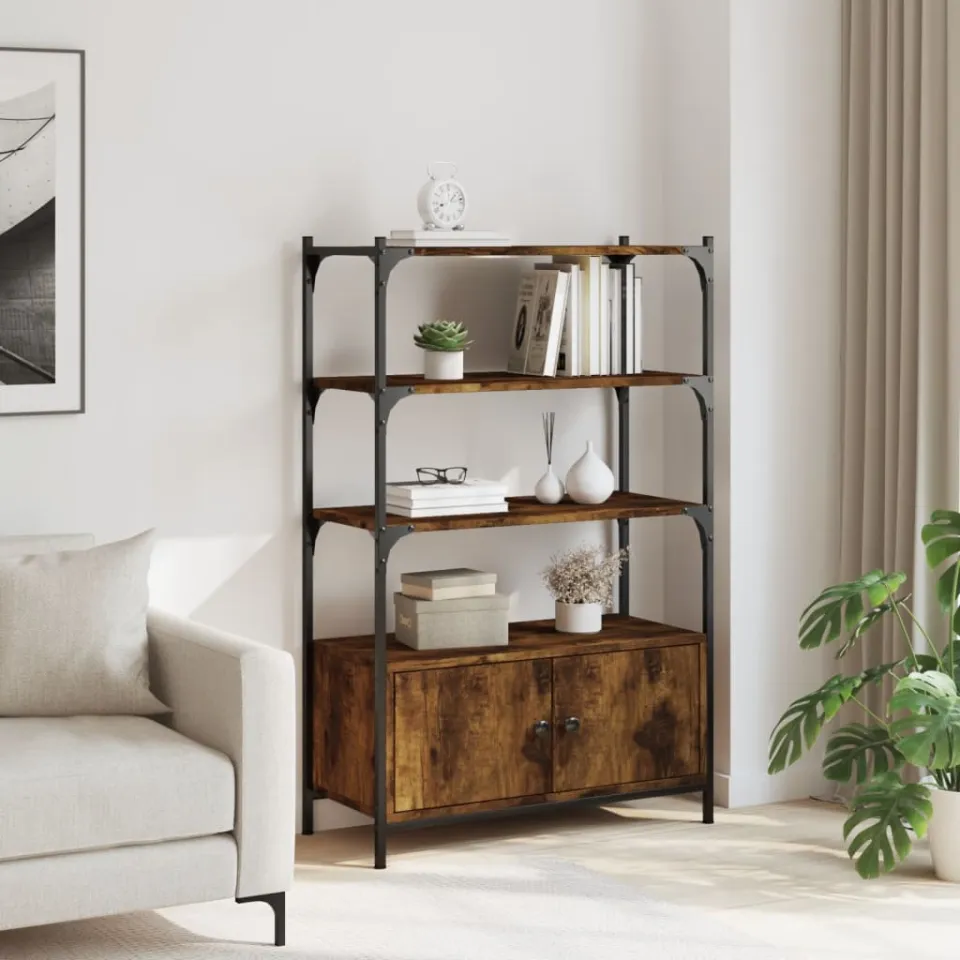 vidaXL Boekenkast 3-laags 70x30x109,5 cm bewerkt hout gerookt eiken, foto 3