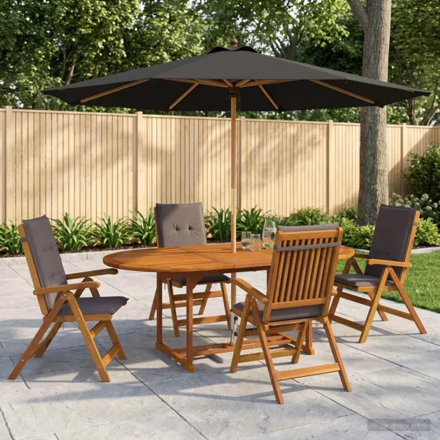 vidaXL Buiten Eetset met Parasol 6 st 4-zits Antraciet Anthraciet