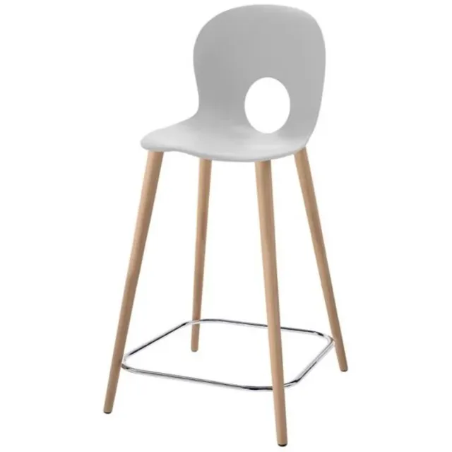 Rexite Olivia Wood design barkruk - Wit - Zithoogte 67cm