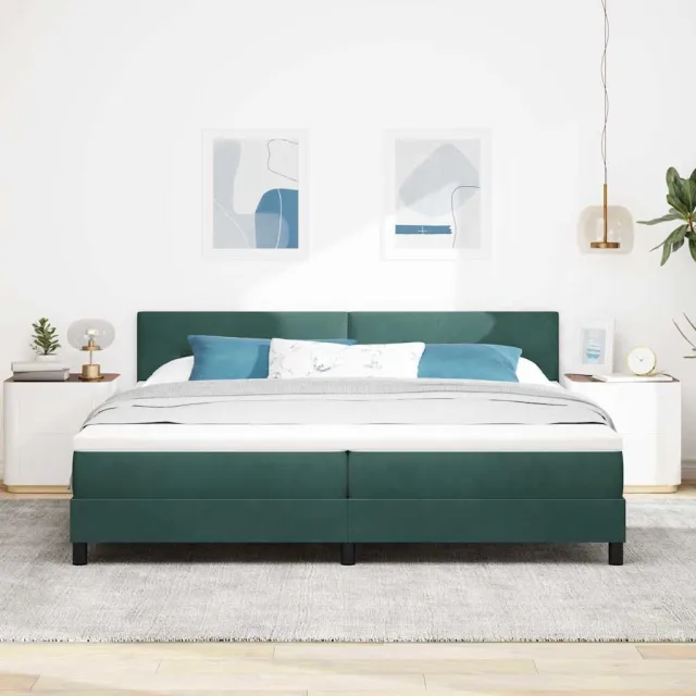 vidaXL Boxspringbed met hoofdeinde Donkergroen 200 x 200 cm Fluweel