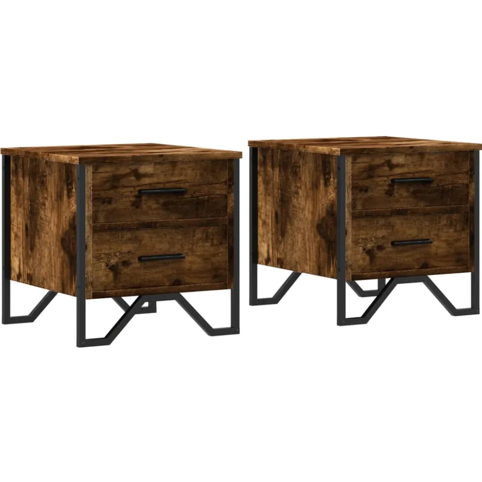vidaXL Nachtkastjes 2 st 40x41x40 cm bewerkt hout gerookt eikenkleurig Bruin