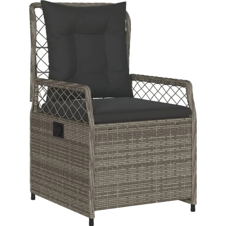 vidaXL 5-delige Tuinset met kussens poly rattan grijs