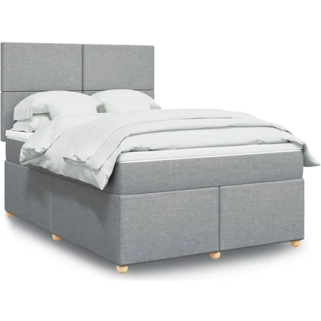 vidaXL Boxspring met matras stof lichtgrijs 160x200 cm grijs