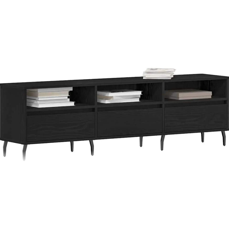 vidaXL TV-kast 150 x 30 x 44,5 cm Zwart Eiken Bewerkt hout