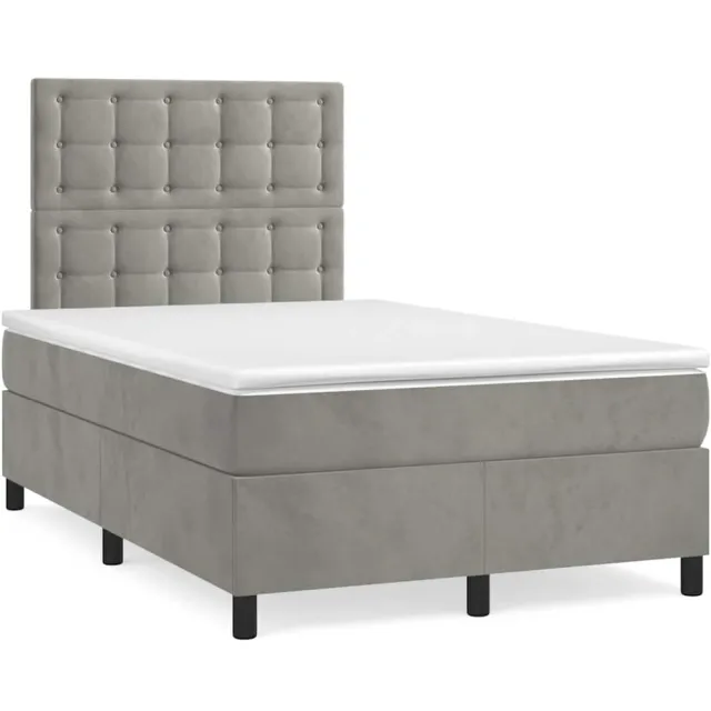 vidaXL Boxspring met matras fluweel lichtgrijs 120x190 cm grijs