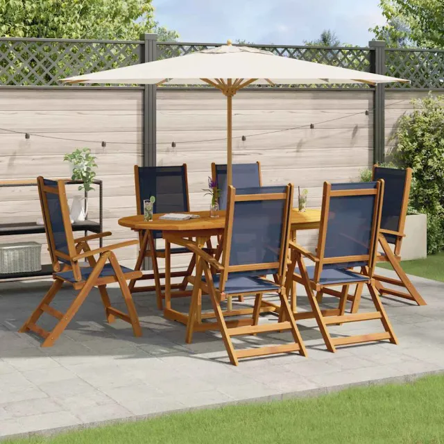 vidaXL 7-delige Tuinset massief acaciahout en textileen bruin, foto 2