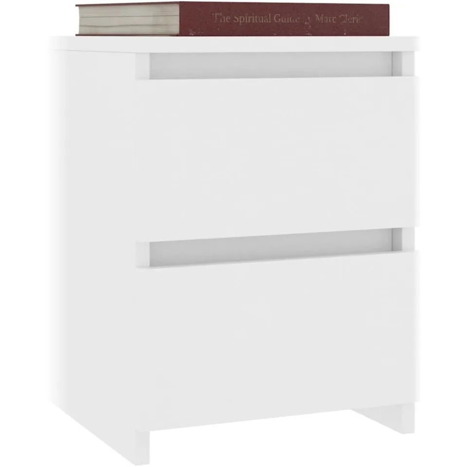 vidaXL Nachtkastjes 2 st 30x30x40 cm bewerkt hout wit, foto 2