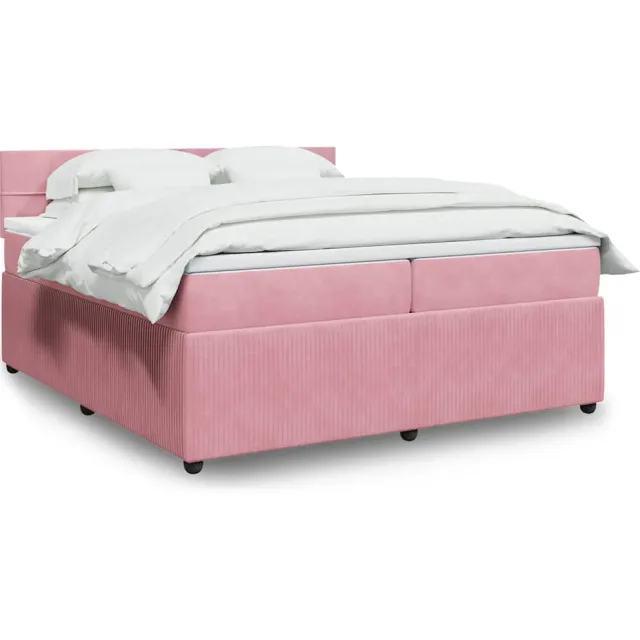 vidaXL Boxspring met matras fluweel roze 200x200 cm