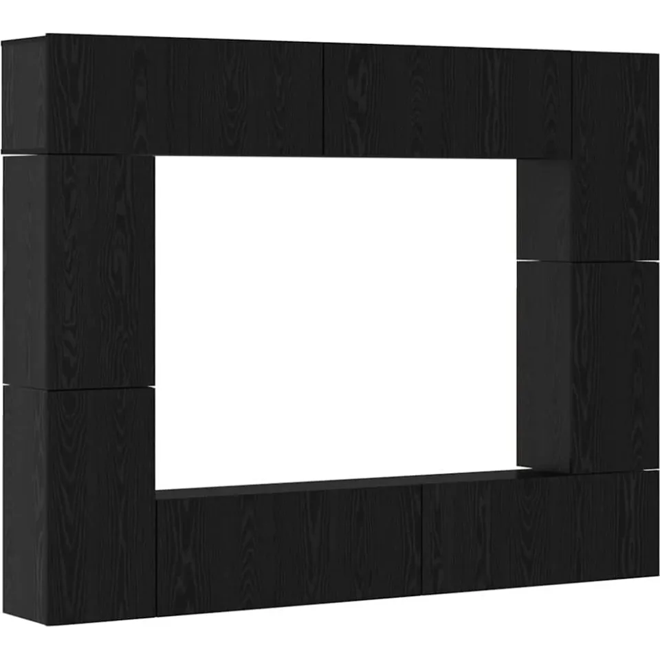 vidaXL Tv-meubelset 8 st 80 x 30 x 30 cm Zwart Eiken