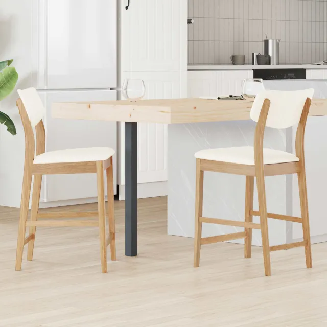vidaXL Eettafelstoelen 2 st Massief Rubberhout Naturel 48 x 49 x 95 cm, foto 2