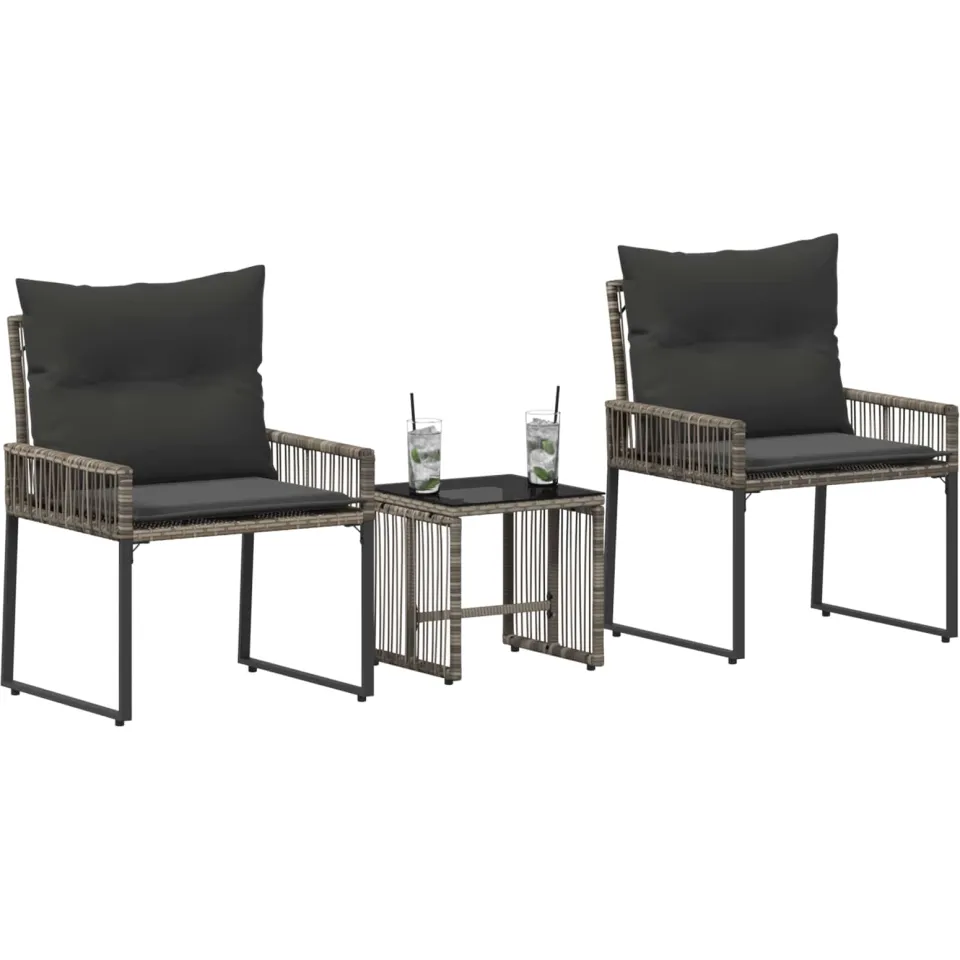 vidaXL Buitenmeubelset 7 st Grijs en Donkergrijs poly rattan