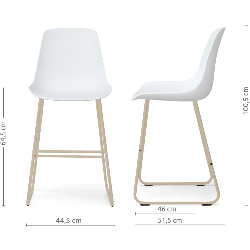 Nolon Nino-Pip barkruk wit - beige onderstel - 65 cm, foto 2